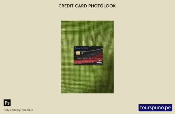listo para imprimir Plantilla frontal de aspecto fotográfico de tarjeta visa  68